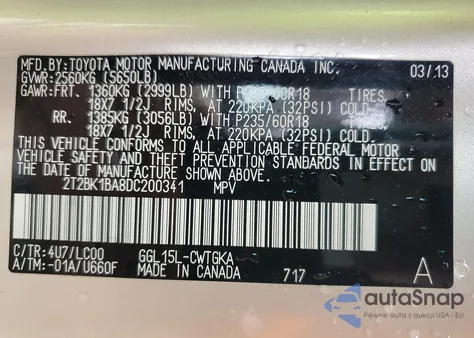 2013 Lexus Rx 350 Base from USA, damaged, VIN 2T2BK1BA8DC200341